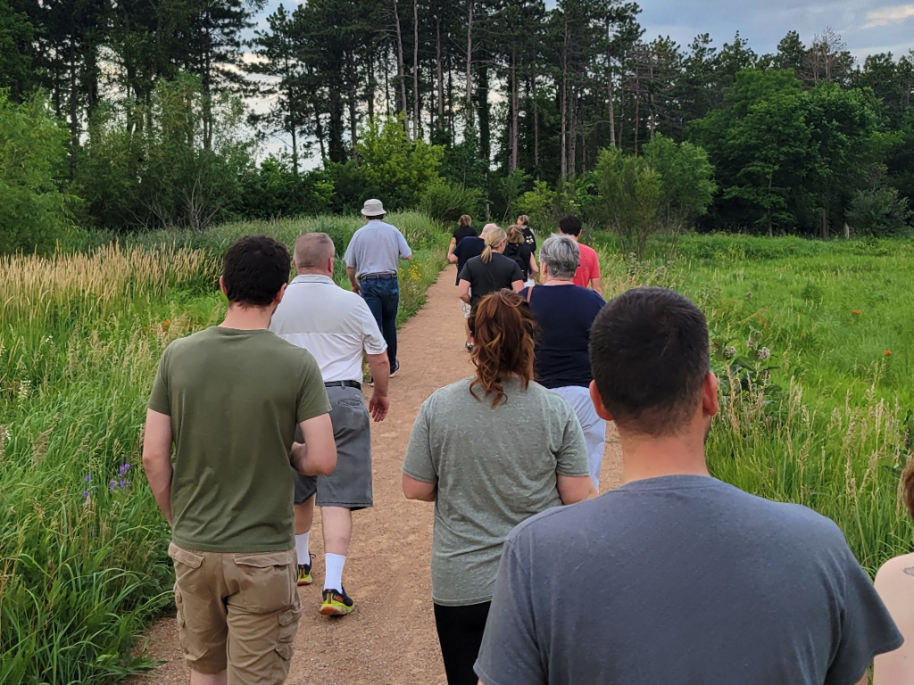 Adults hiking