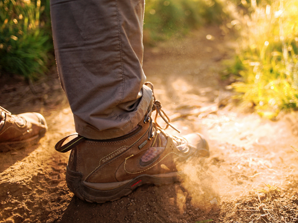 Hiking boot on trail